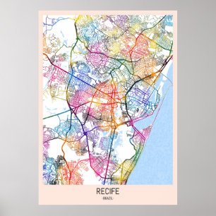 Recife Brazil City Karta Poster