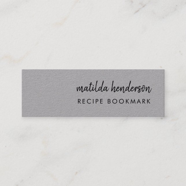 Recipe Bok | Grått Recipes Mini-bokmärkskort Mini Visitkort (Framsida)