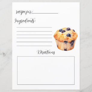 Recipe Bok Page for Blueberry Muffins