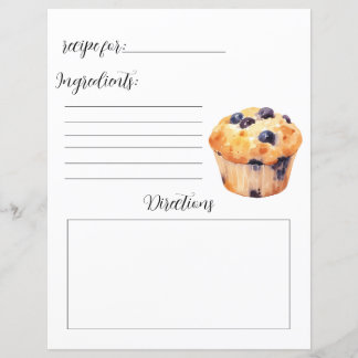 Recipe Bok Page for Blueberry Muffins