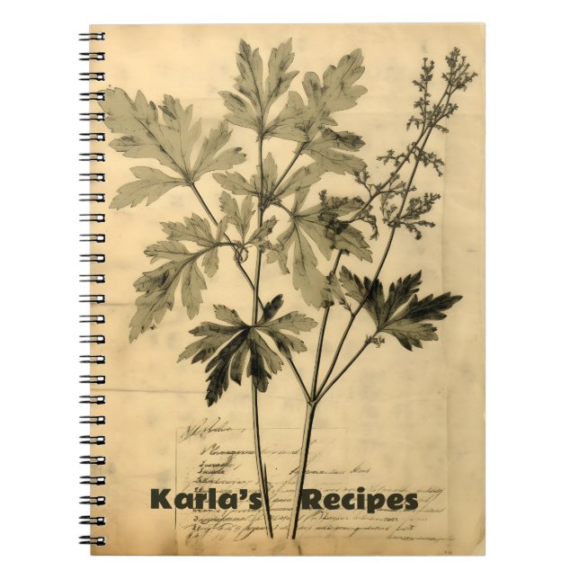 Recipe Bok Vintage Victorian Anteckningsbok (Framsidan)