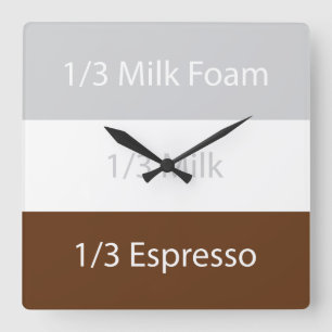 Recipe cappuccino Coffee   Textdesign Fyrkantig Klocka