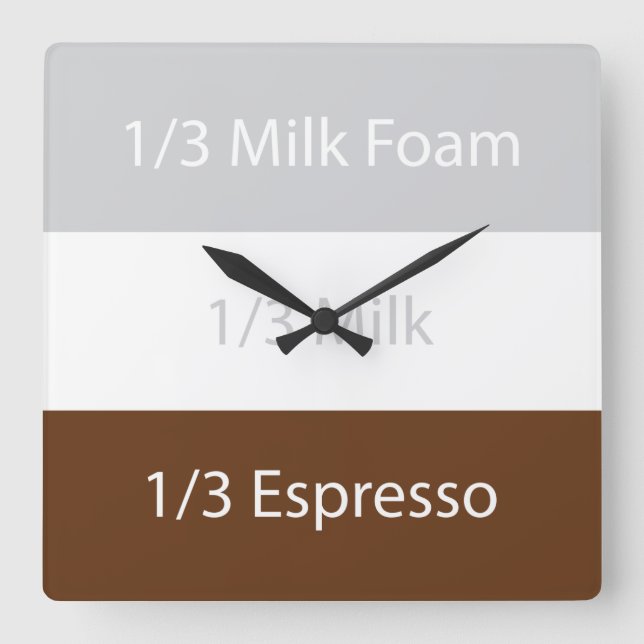 Recipe cappuccino Coffee | Textdesign Fyrkantig Klocka (Framsida)