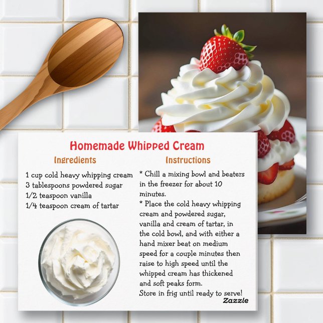 Recipe Card for Homemade Whipped Cream Vykort (Skapare uppladdad)