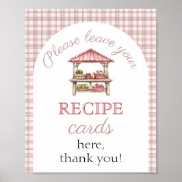 recipe card Pink Country market Bridal Shower sign Poster