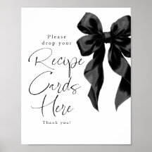 Recipe Cards Black Bow Bridal Shower Sign