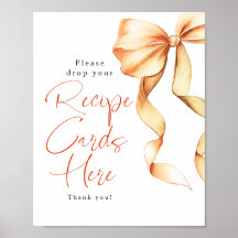 Recipe Cards Terracotta Bow Bridal Shower Sign