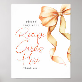 Recipe Cards Terracotta Bow Bridal Shower Sign Poster