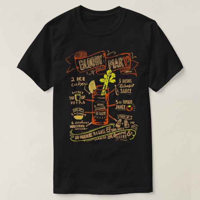 Recipe Cocktail Bloody Mary Perfect Gift  T Shirt (Design framsida)