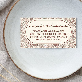 Recipe For Bride Floral Brown Handwritten Tilläggskort