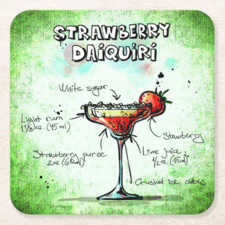 Recipe för jordgubbsröntgen Daiquiri Drink Underlägg Papper Kvadrat