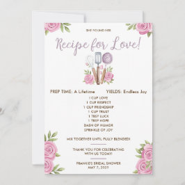 Recipe for Love Bridal Shower Favor Cards Inbjudningar