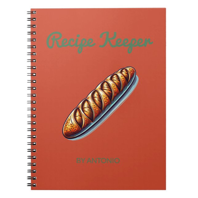 Recipe Keeper Bakery Terracotta Grönt Baking Älska Anteckningsbok (Framsidan)
