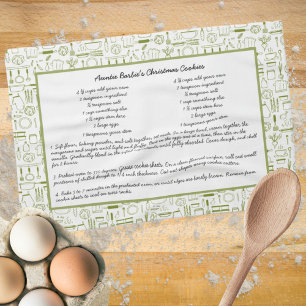 Recipe Keepsaké Grönt Vintage Kitchen Tea Towel Kökshandduk