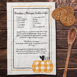 Recipe keepsaké, höstpumpad orange pumpa vit kökshandduk