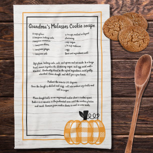 Recipe keepsaké, höstpumpad orange pumpa vit kökshandduk