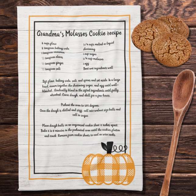 Recipe keepsaké, höstpumpad orange pumpa vit kökshandduk (Skapare uppladdad)