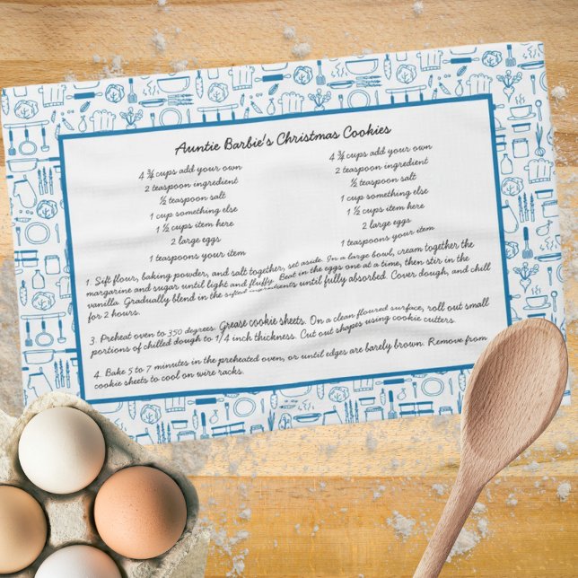 Recipe Keepsaké Land Blue Kitchen Tea Towel Kökshandduk (Skapare uppladdad)