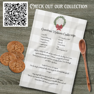 Recipe keepsaké - röd grönt för julkakor kökshandduk