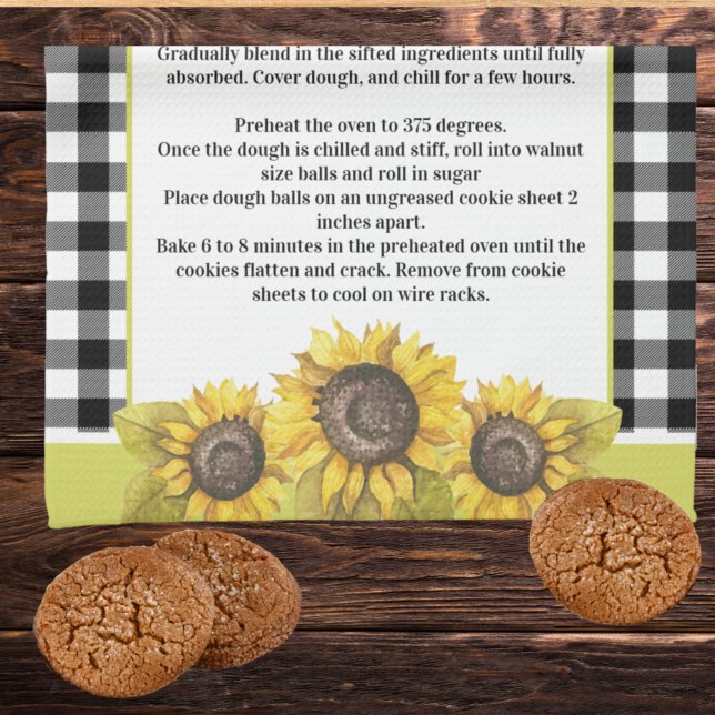 Recipe keepsaké Solros Blommigt Black White Play Kökshandduk (Skapare uppladdad)