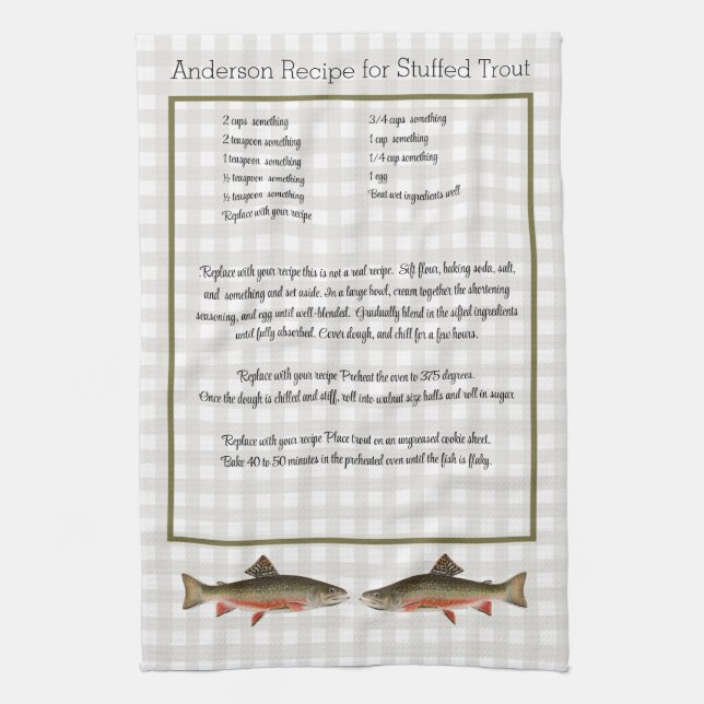 Recipe keepsaké Trout-fiskarnas flygfiske Kökshandduk (Vertikal)