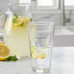 Recipe Lemonade Drink Watercolor Lemons Glaskopp