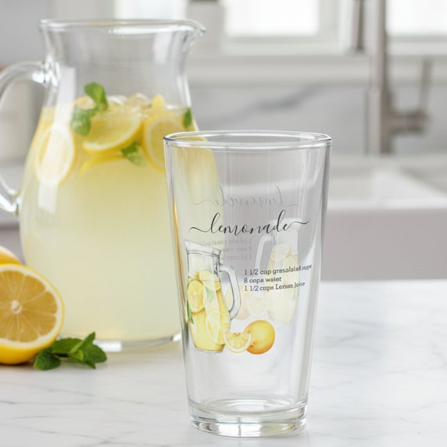 Recipe Lemonade Drink Watercolor Lemons Glaskopp (Skapare uppladdad)