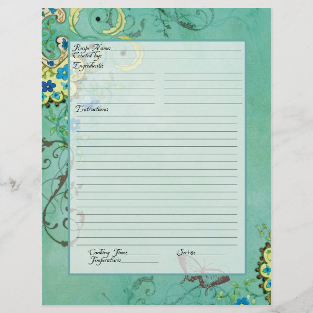 Recipe Page Family Heritage Cookbook Recipe Binder (Framsida)