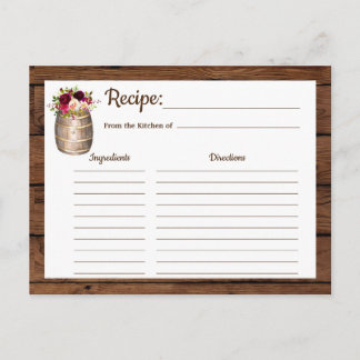 Recipe Rustic Farmhouse Vin Barrel Land Infoga Vykort