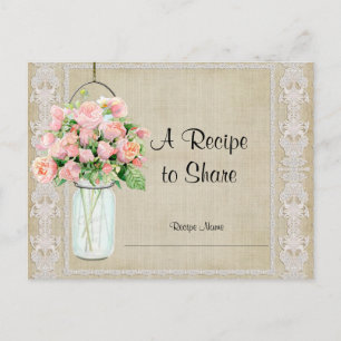 Recipe Rustic Land Mason Burk Rosa ros Vykort