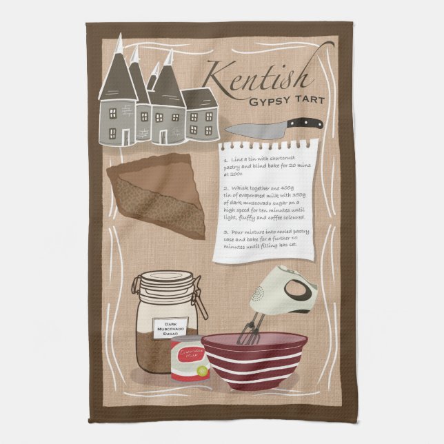 Recipe Tea Towel - Kentish Gypsy Tart Kökshandduk (Vertikal)