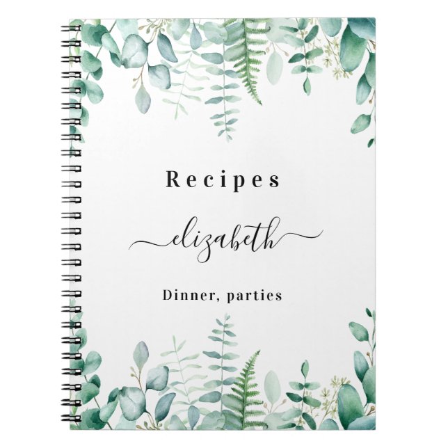 Recipes eucalyptus grönmoja woodland namn anteckningsbok (Framsidan)