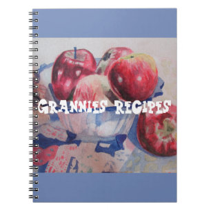 Recipes Red Apples Watercolor Notebook Anteckningsbok