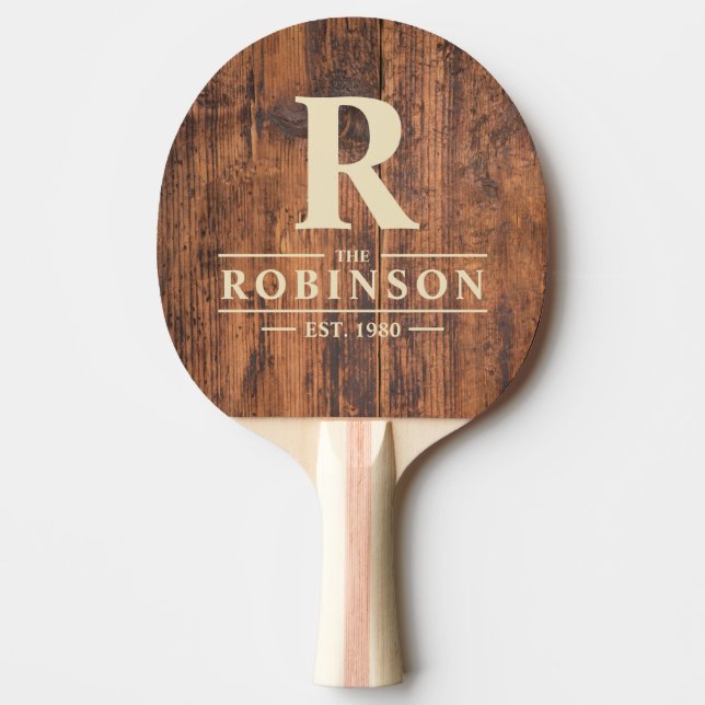 Reclaimed Wood Family Name & Initial Pingisracket (Framsidan)