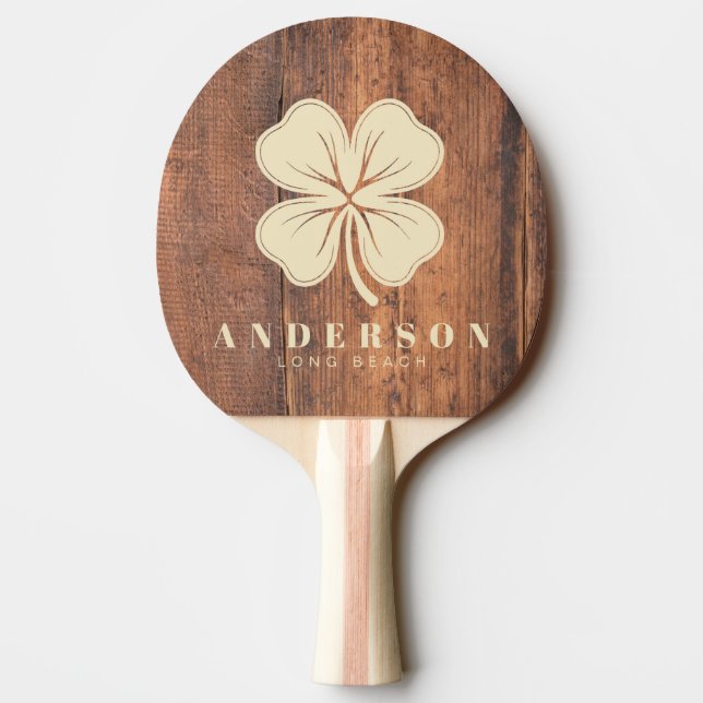 Reclaimed Wood Four Leaf Clover with Name Pingisracket (Baksidan)