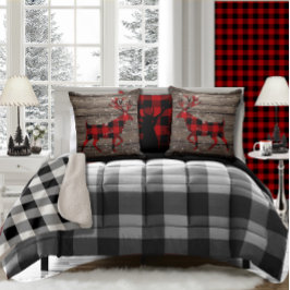 Reclated Barn Board Snowy Red Buffalo Play Stag Kudde