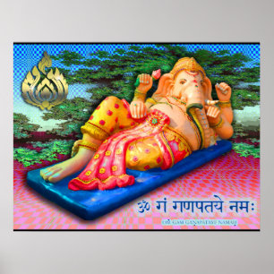 Reclining Ganesha med kobran Poster