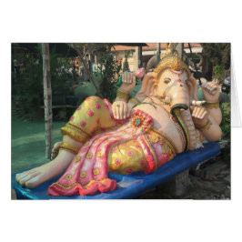 Reclining Ganesha staty i Chiang Mai, Thailand Hälsningskort