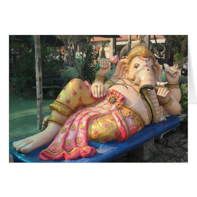 Reclining Ganesha staty i Chiang Mai, Thailand Hälsningskort (Framsidan Horizontal)
