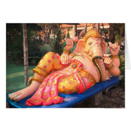 Reclining Ganesha staty i Chiang Mai, Thailand Hälsningskort
