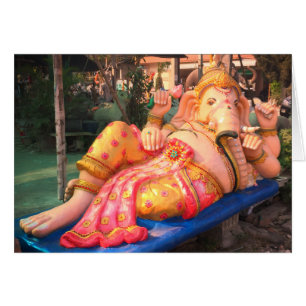 Reclining Ganesha staty i Chiang Mai, Thailand Hälsningskort