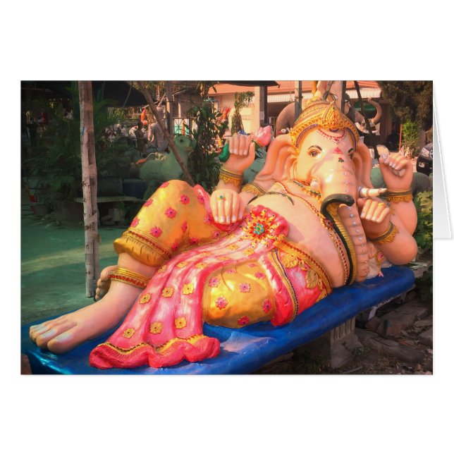 Reclining Ganesha staty i Chiang Mai, Thailand Hälsningskort (Framsidan Horizontal)