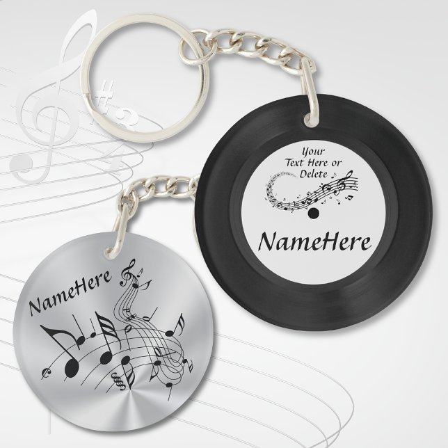 Record Keychain, Personlig Gifts for Musician (Gifts for music lovers. Musical Notes gifts. Personalised music gifts. Cheap music themed gifts. )