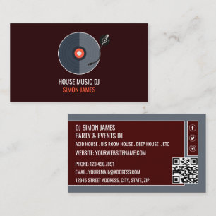 Record Player-Logotyp, Professionell-DJ Visitkort