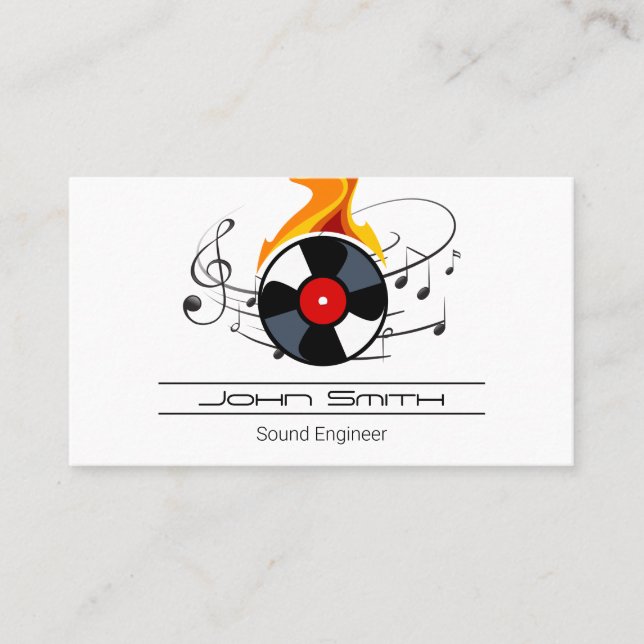 Record Vinyl Flame | MUSIK NOTER Visitkort (Framsida)