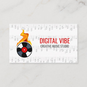 Record Vinyl Flame Musik noter Visitkort
