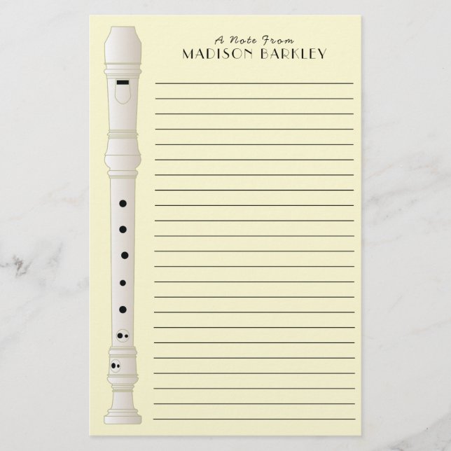 Recorder Music Teacher Musician Band Brevpapper (Framsida)