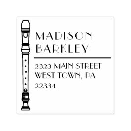 Recorder Music Teacher Musician Band Självfärgande Stämpel