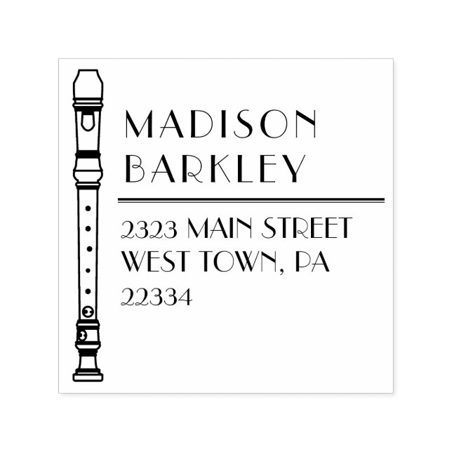 Recorder Music Teacher Musician Band Självfärgande Stämpel (Design)