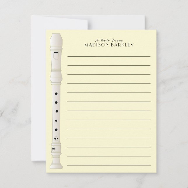 Recorder Music Teacher Tack Kort (Framsida)